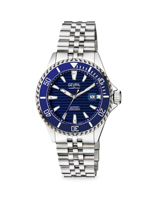 Gevril Chambers 43MM Stainless Steel Swiss Automatic Bracelet Watch 1