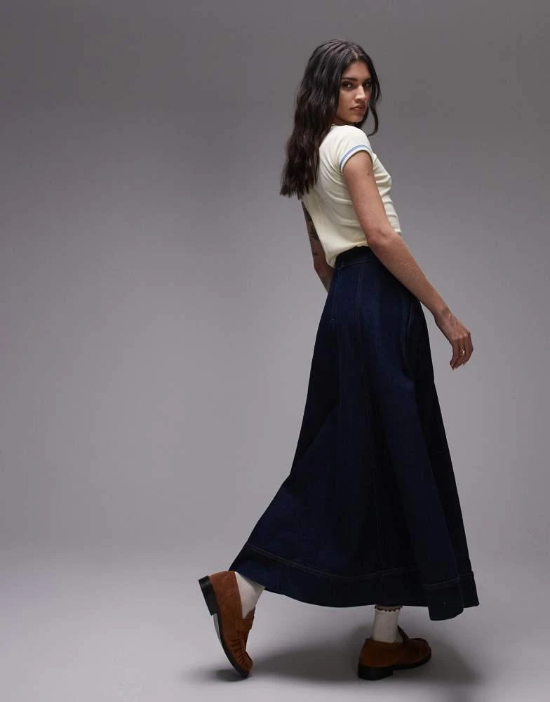 Topshop Topshop denim full maxi skirt in raw look indigo 2