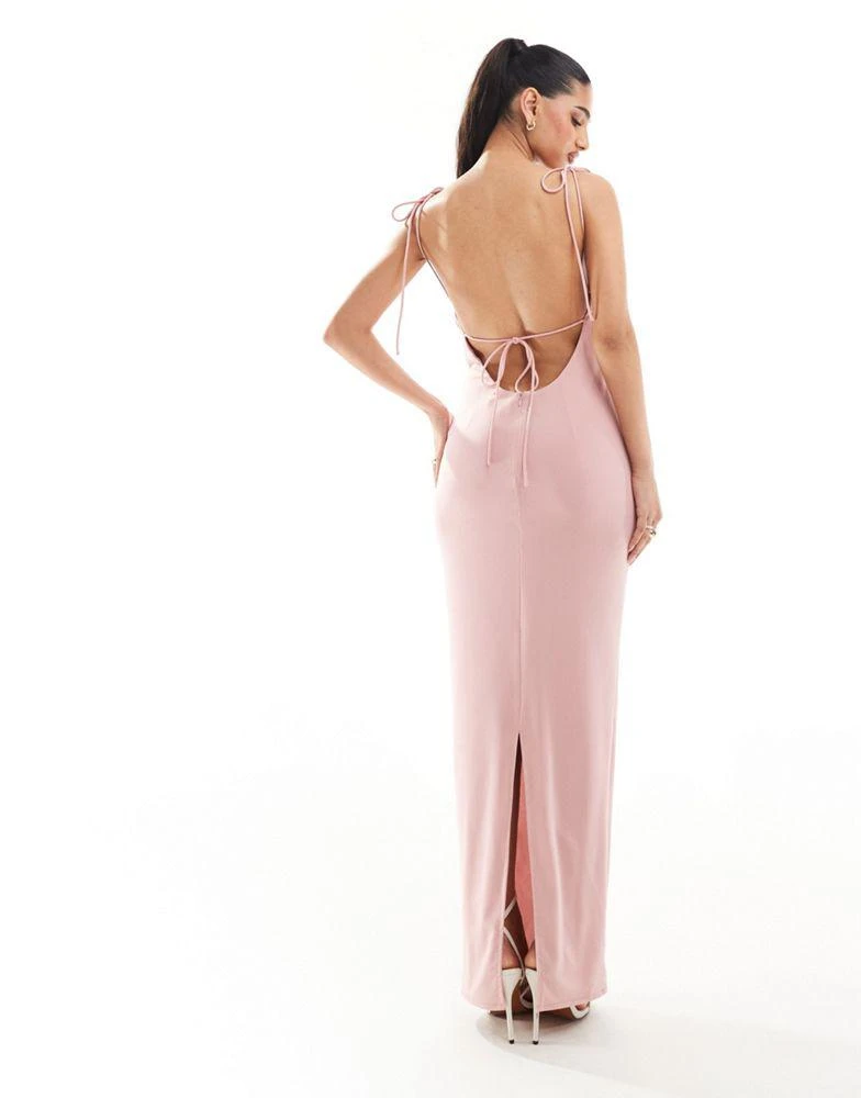 Murci Murci exclusive cut out halterneck maxi dress in light pink 2
