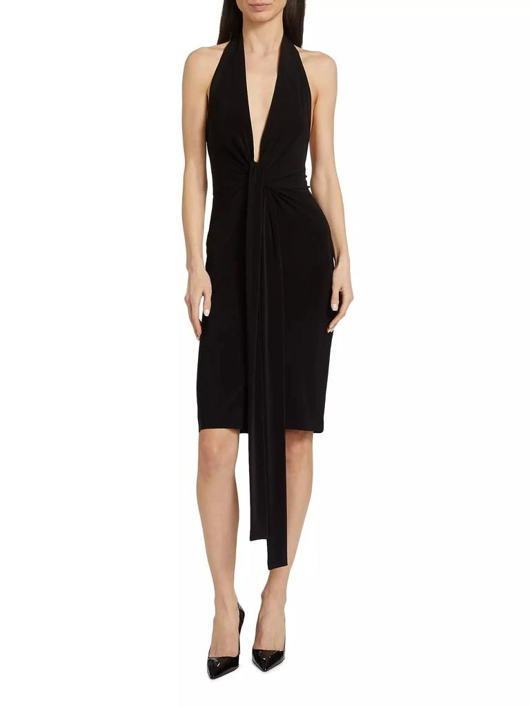 Norma Kamali Tie-Front Jersey Knee-Length Dress 3
