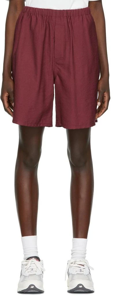 AMI Paris SSENSE Exclusive Burgundy Viscose Shorts 1