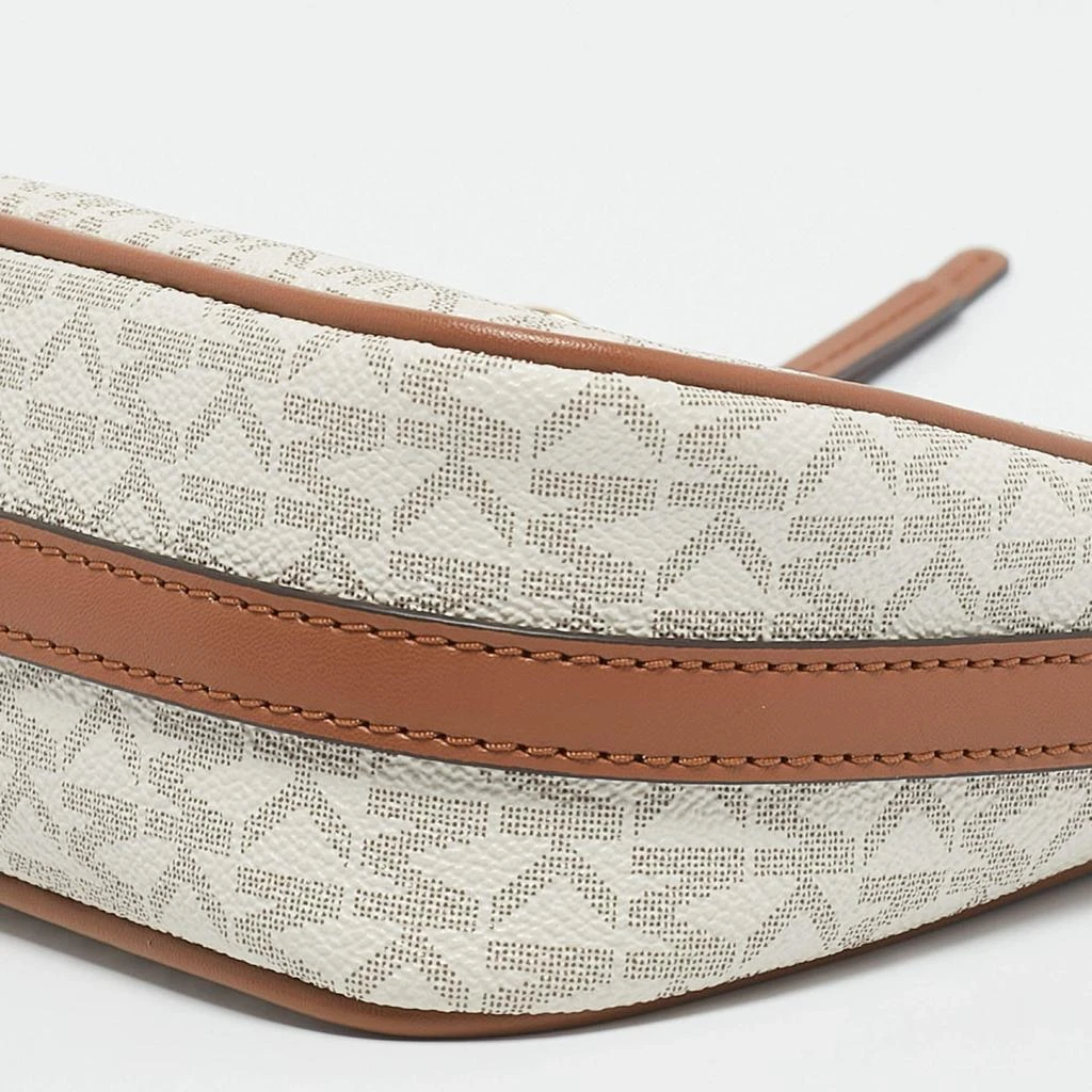Michael Kors Michael Kors White/Brown Signature Coated Canvas and Leather Jet Set Charm Pochette Bag 11