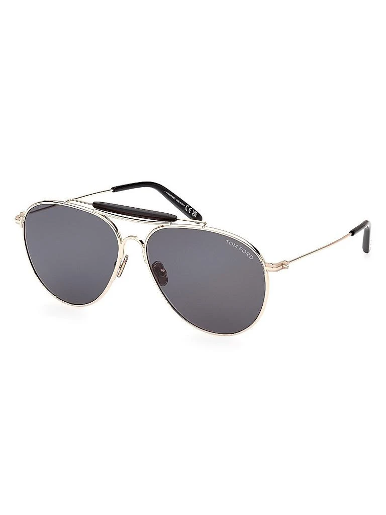 Tom Ford 60MM Navigator Metal Sunglasses 1