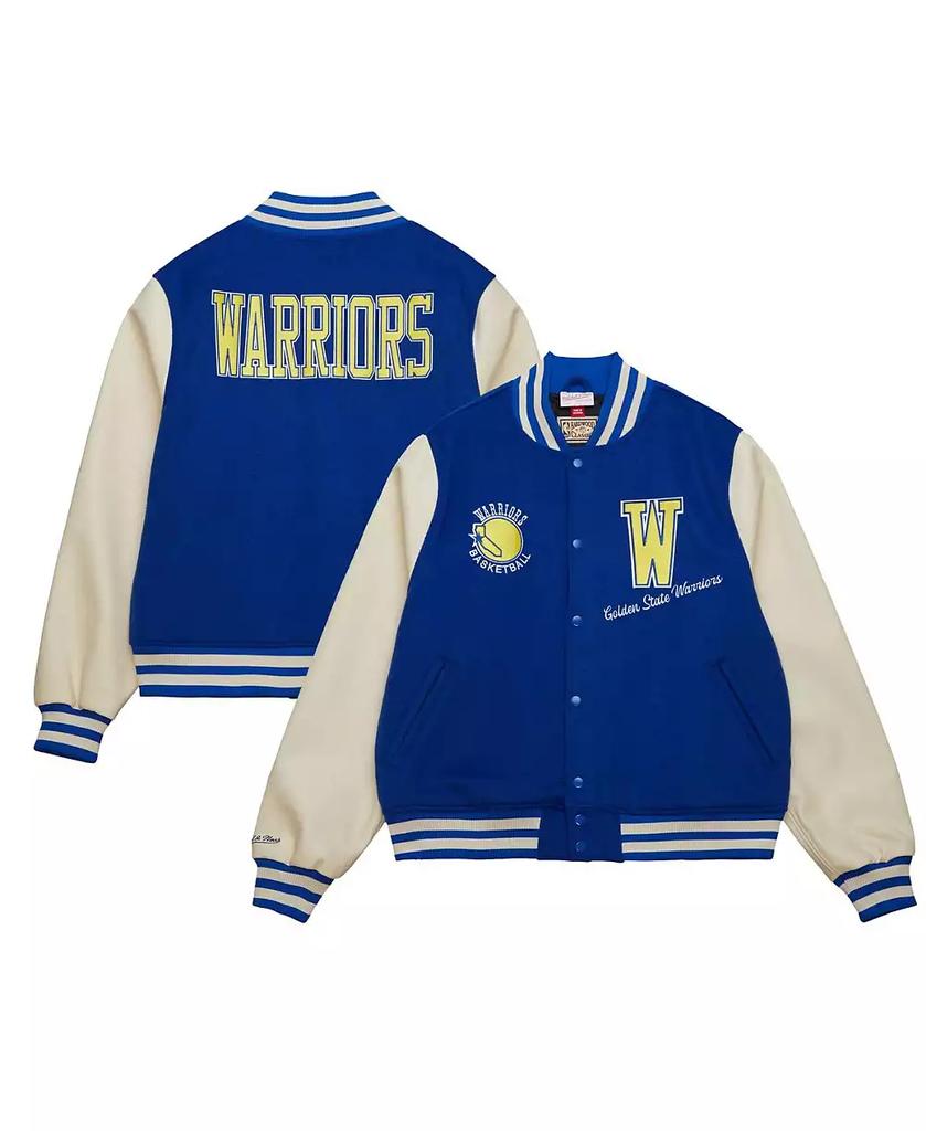 Mitchell & Ness Men's Royal Golden State Warriors Hardwood Classics Varsity Full-Snap Jacket