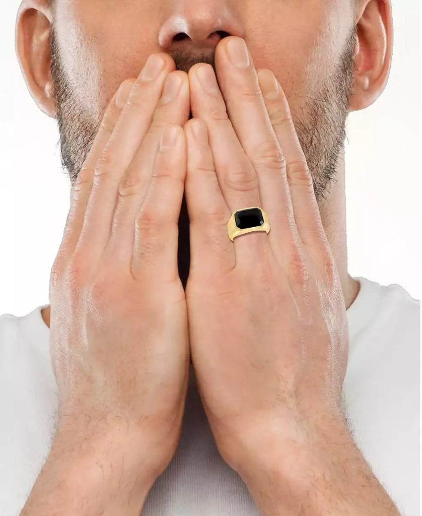 Effy EFFY® Men's Onyx Ring in 14k Gold-Plated Sterling Silver 2