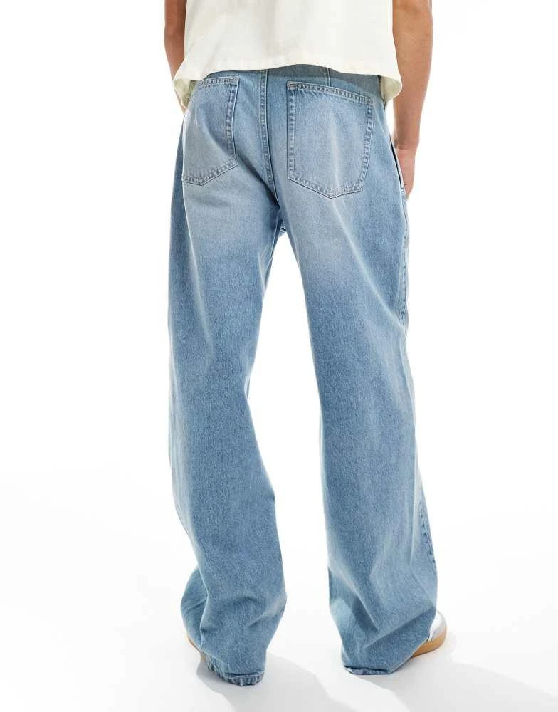 Bershka Bershka baggy jean with pleats in blue 2
