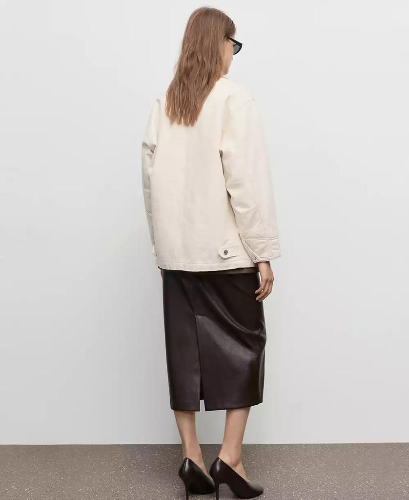 Mango Women's Corduroy Collar Denim Parka Blazer