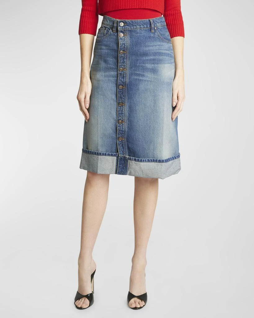 Victoria Beckham Button-Front Denim Skirt 2