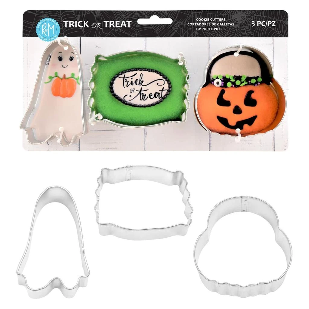 R&M International Halloween 3 Piece Cookie Cutter Set with Candy, Pumpkin, and Ghost 2