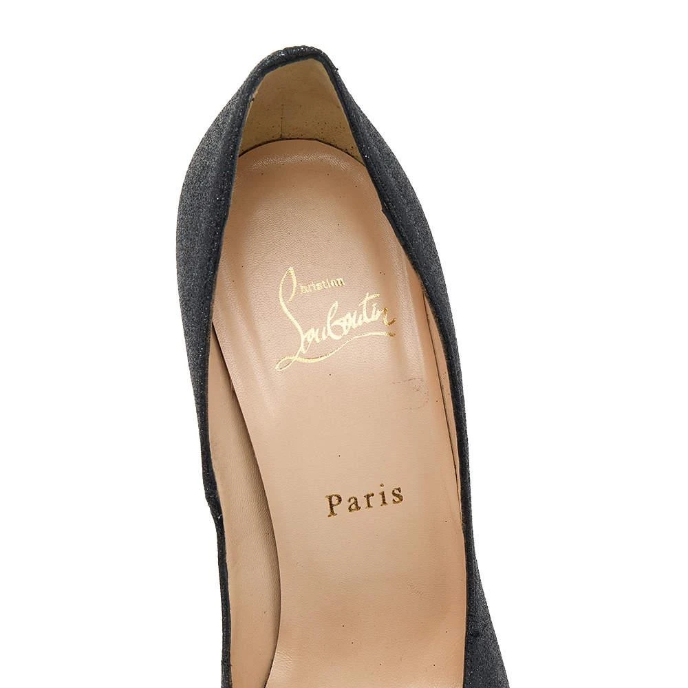 Christian Louboutin Christian Louboutin Black Shimmer Fabric New Very Prive Peep Toe Platform Pumps Size 38.5 7