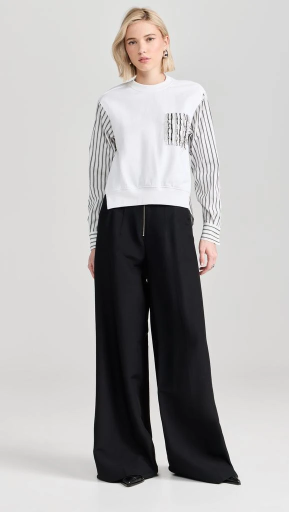 31 Phillip Lim Long Sleeve Striped Fringe Pocket Sweatshirt 4