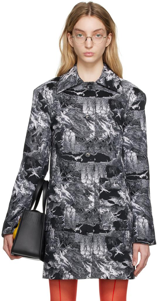 Puppets and Puppets Black & White Jacquard Coat
