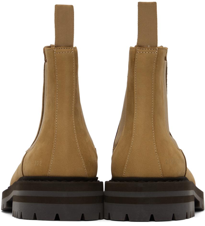 Common Projects Tan Suede Chelsea Boots