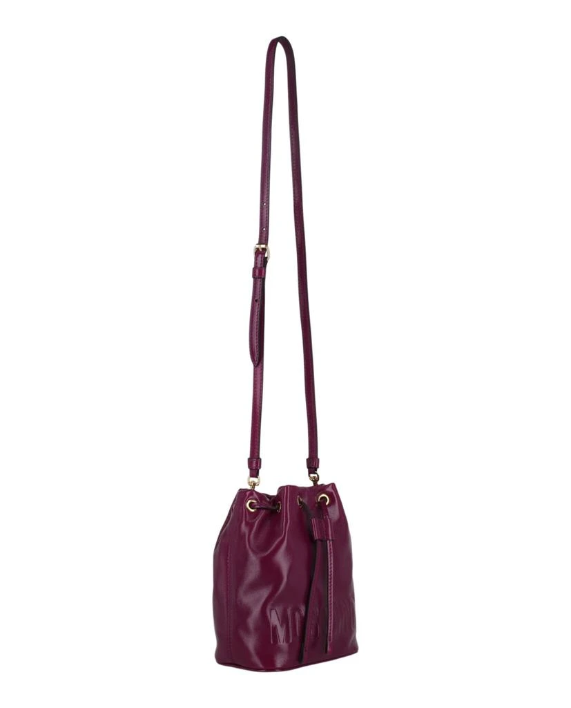 Moschino Logo Embossed Coated Leather Bucket Bag 4