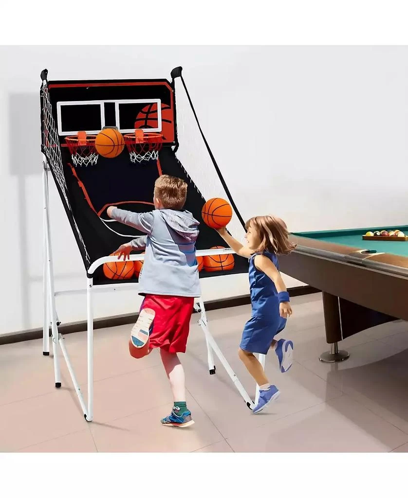 HONGGE Indoor Basketball Arcade Game with Dual Hoops Electronic Scoring Foldable Steel Frame for Family Competition 8