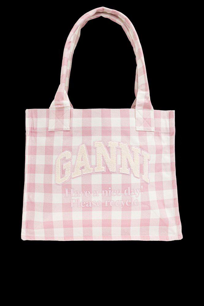 Ganni Ganni Checked Top Handle Tote Bag