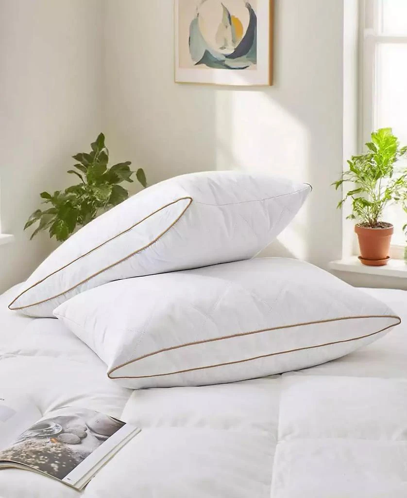 UNIKOME 100% Cotton Medium Support Feather Down 2-Pack Pillows, Queen 2