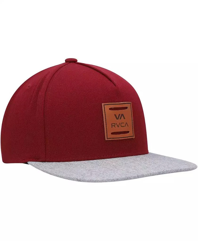RVCA Men's Burgundy and Gray All The Way Snapback Hat 3