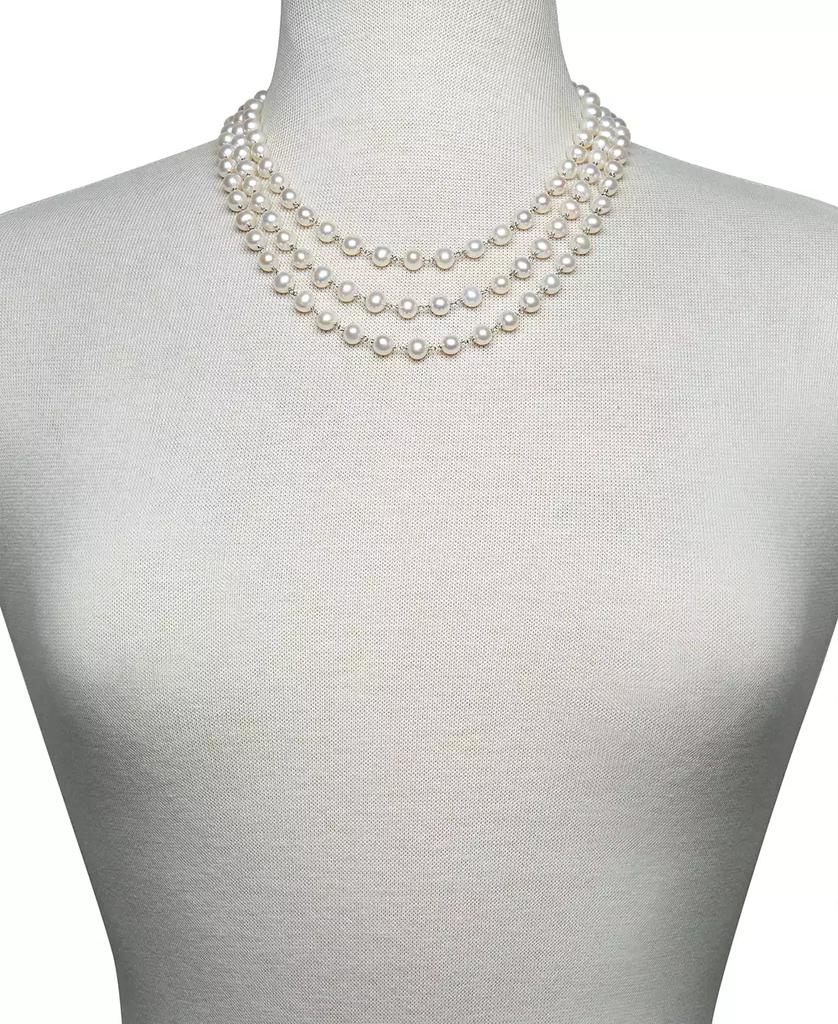 Belle de Mer Cultured Freshwater Pearl (7mm) Triple Strand 18" Statement Necklace in Sterling Silver