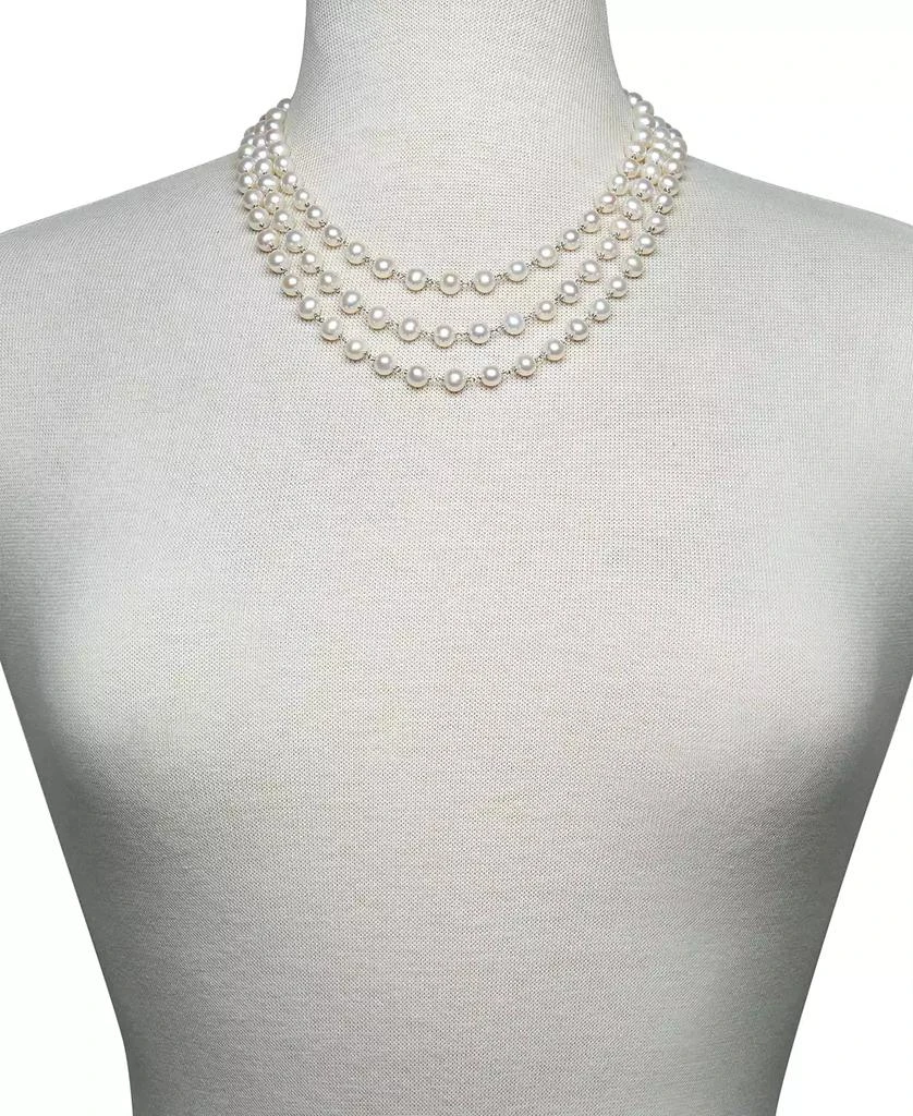 Belle de Mer Cultured Freshwater Pearl (7mm) Triple Strand 18" Statement Necklace in Sterling Silver 2