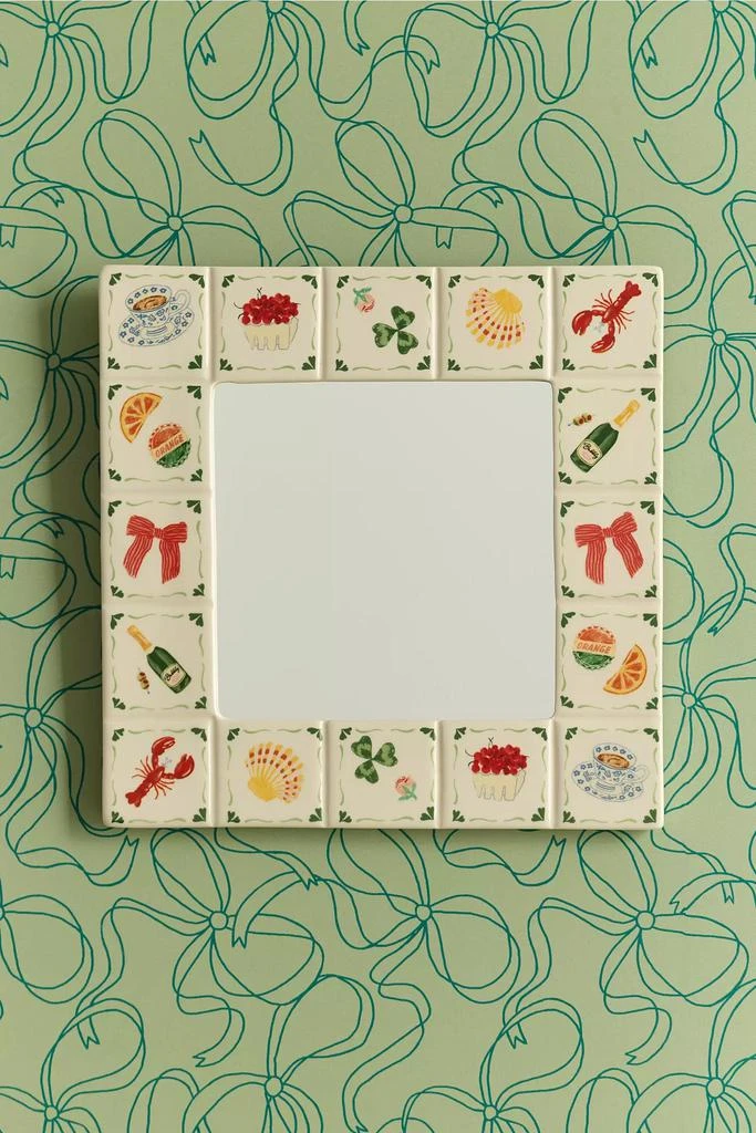 Urban Outfitters Hamptons Tile Square Ceramic Wall Mirror