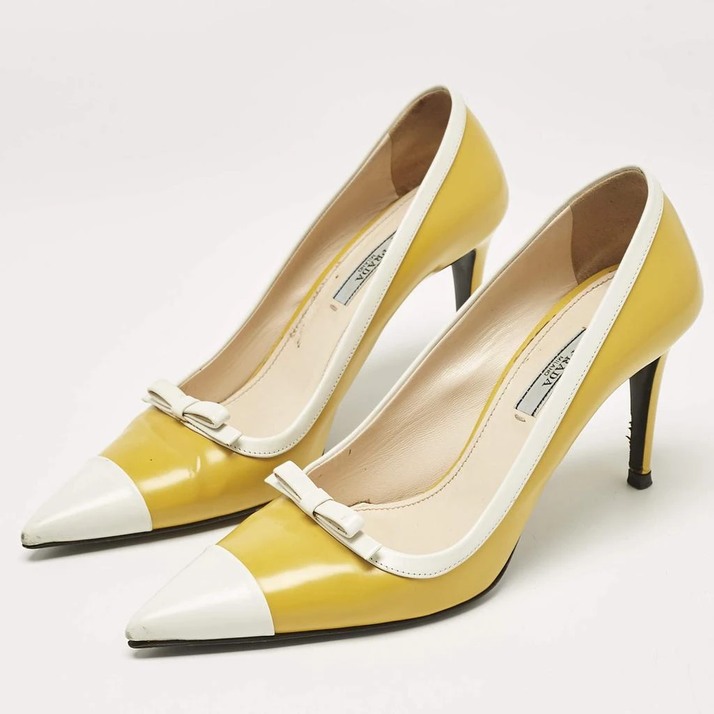 Prada Prada Two Tone Leather Bow Pointed Toe Pumps Size 39 2