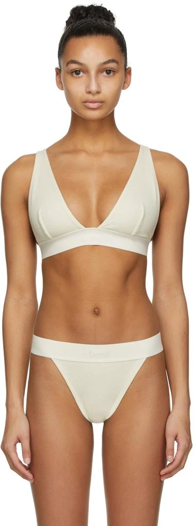 SKIMS Off-White Cotton Plunge Bralette 1
