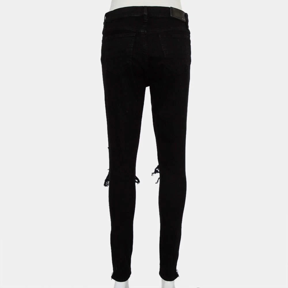 AMIRI Amiri Black Denim Zipper Detail Distressed Jeans M 3