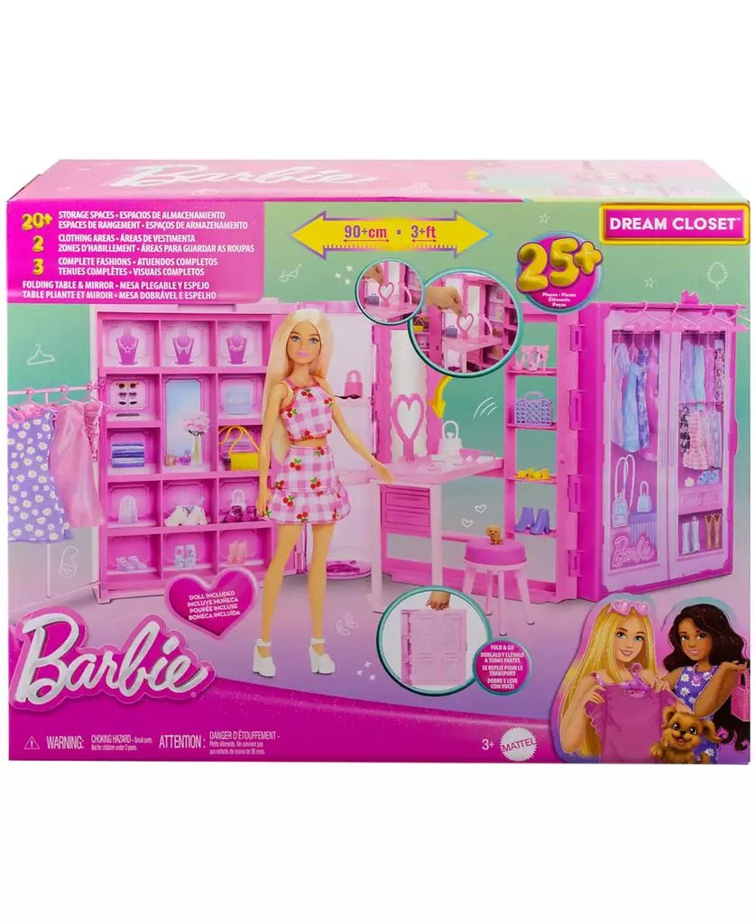 Barbie Dream Closet Toy Playset with Fashion Doll, Clothes, Accessories, 3-ft-Wide with 25+ Pieces 6