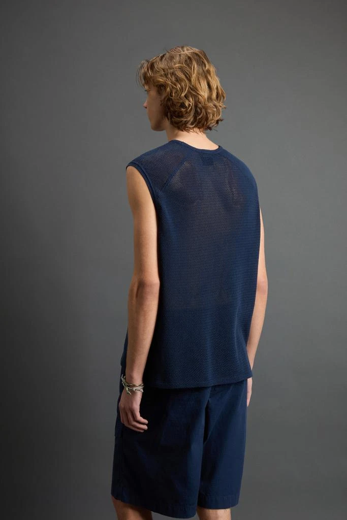 Woolrich Tank Top in Mesh-Textured Pure Cotton by Todd Snyder - Men - Blue 3