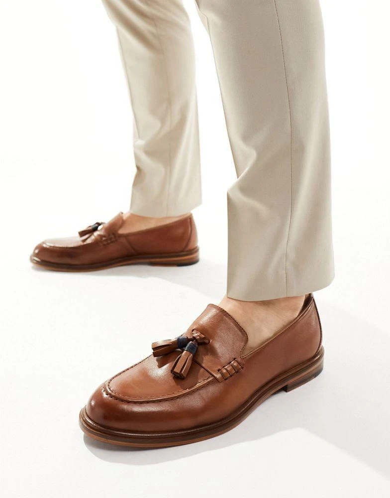 WALK LONDON Walk London Putney Tassel Loafers In Tan Leather 1