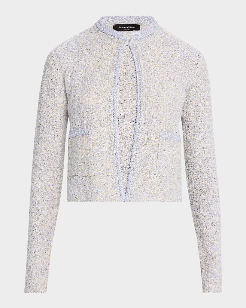 Fabiana Filippi Crewneck Metallic Tweed Cardigan