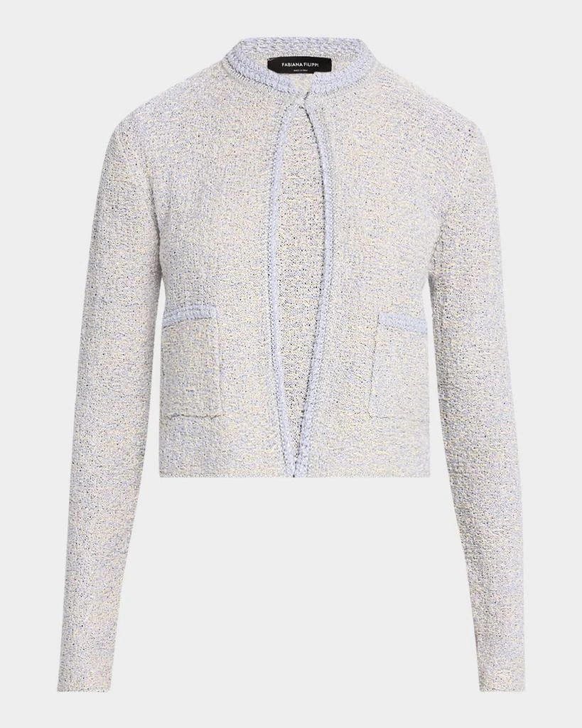 FABIANA FILIPPI Crewneck Metallic Tweed Cardigan 1