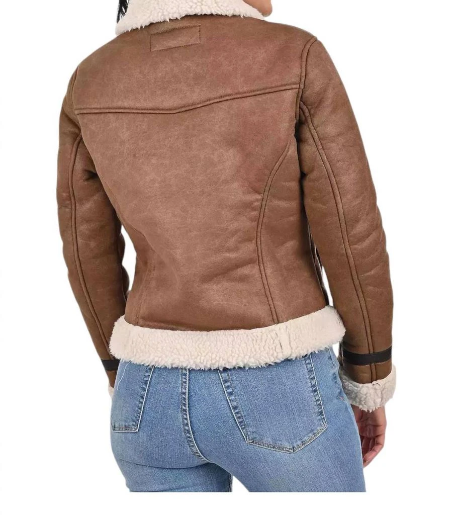Wrangler Ladies Coat With Sheepskin On Collar And Cuffs In Capuccino 3