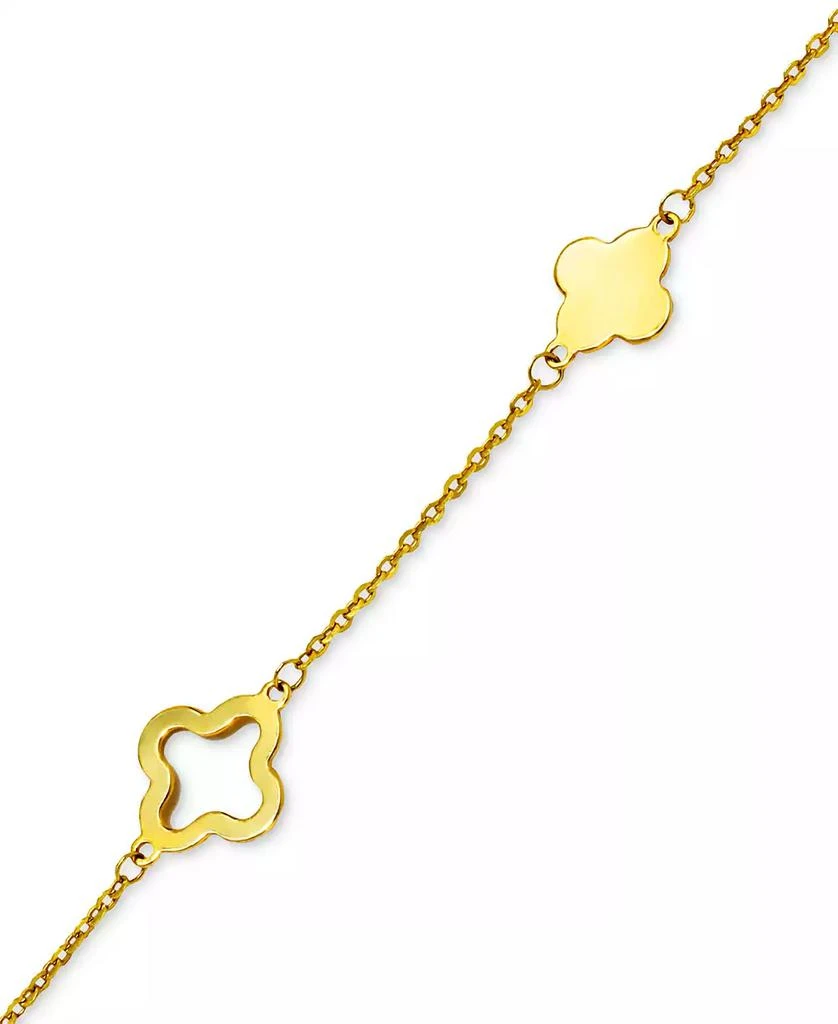 Macy's Solid & Silhouette Alternating Clover Station Link Bracelet in 14k Gold 3