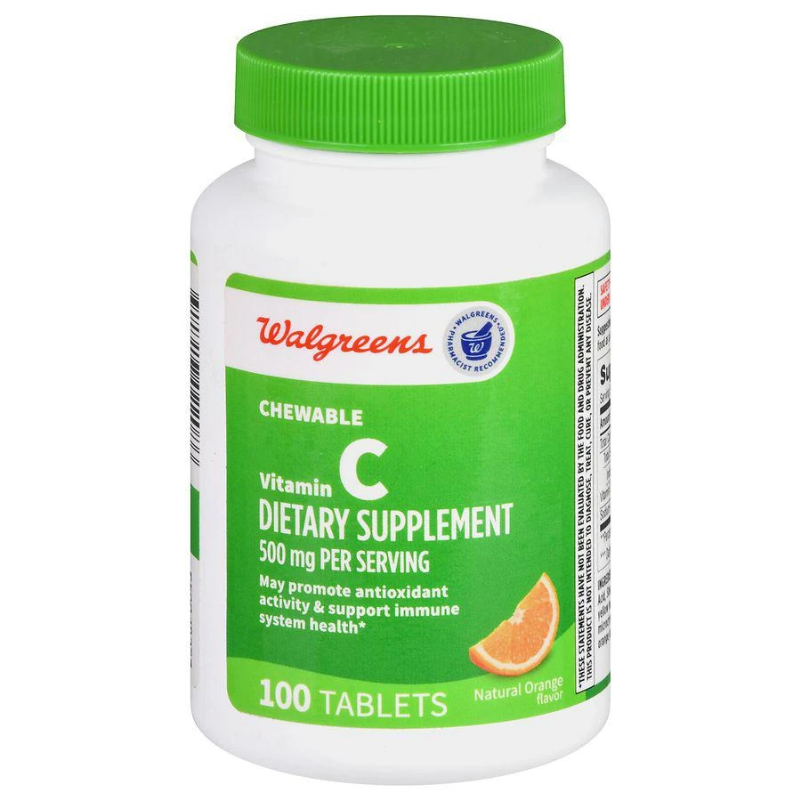 Walgreens Chewable Vitamin C 500 mg Tablets (100 days) Natural Orange 1