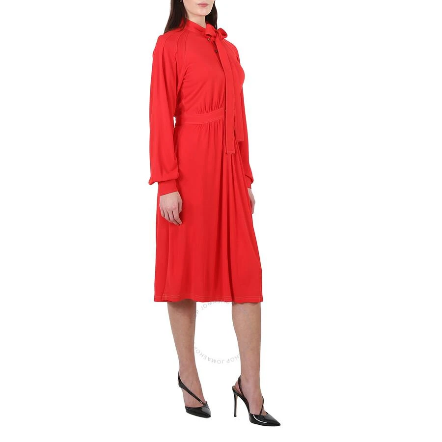 Burberry Ladies Red Topstitch Detail Jersey Tie-neck Dress 2