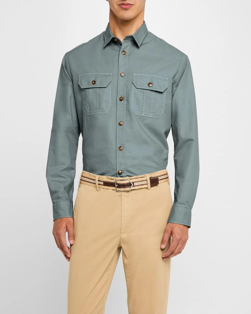 Canali Men's Utility Casual Button-Down Shirt 4