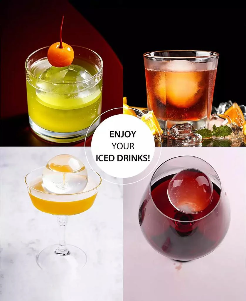 SUGIFT 4-Cavity Clear Ice Ball Maker with Insulated Bucket, BPA-Free Silicone Tray 3