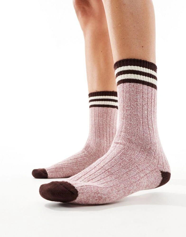 ASOS ASOS DESIGN mixed knit stripe slouch ankle socks 2