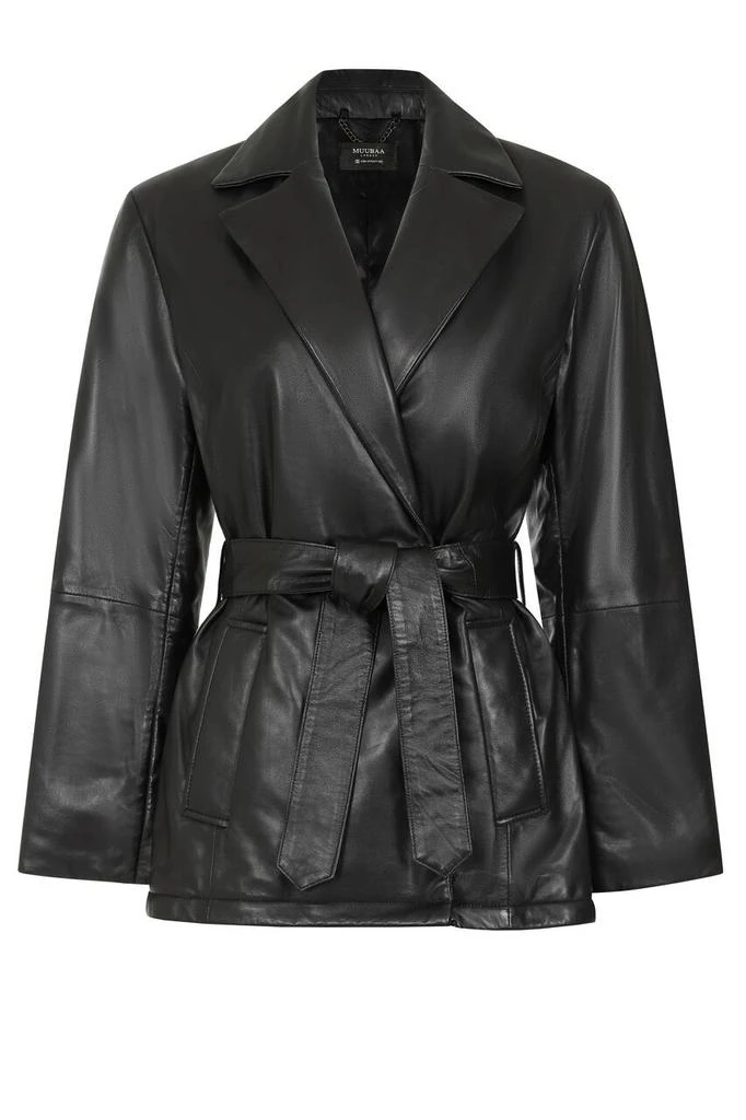 Muubaa Wrap front padded belted coat 3