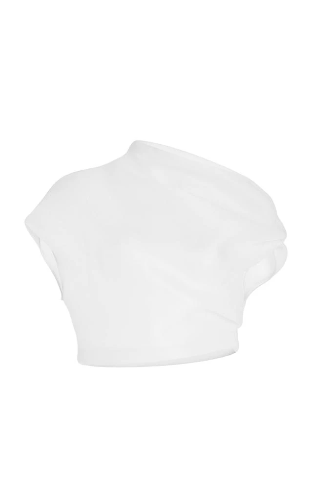 Brandon Maxwell Brandon Maxwell - The Helene Cowl-Neck Draped Crop Top - White - US 2 - Moda Operandi 1