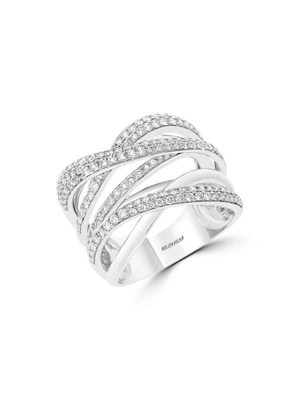 Effy 14K White Gold & 1.03 TCW Diamond Multi Strand Criss Cross Ring 1