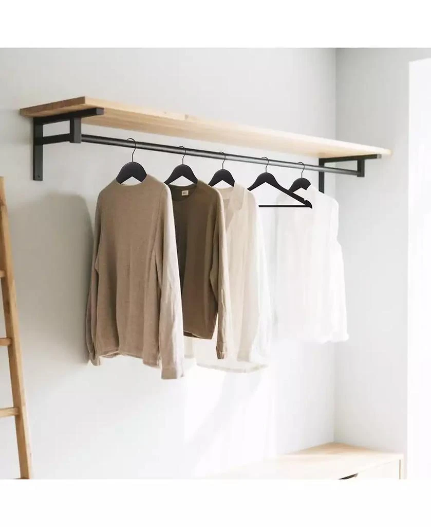 BP4U 36-Pack Premium Wooden Suit Hangers with Non-Slip Pant Bar, Heavy Duty Solid Wood Coat Hangers for Jackets, Shirts, Dresses, Trousers 6