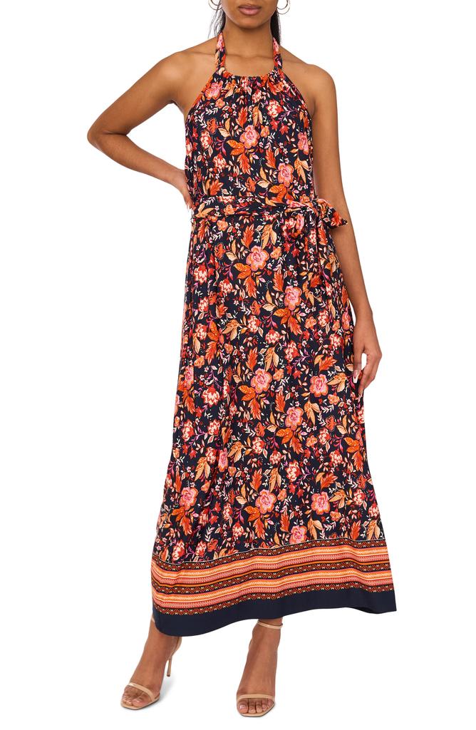 Halogen Tie Waist Halter Maxi Dress