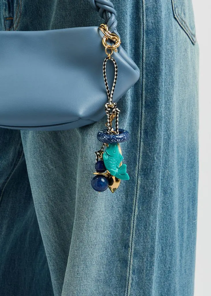 Timeless Pearly Charm-embellished 24kt gold-plated keyring 2