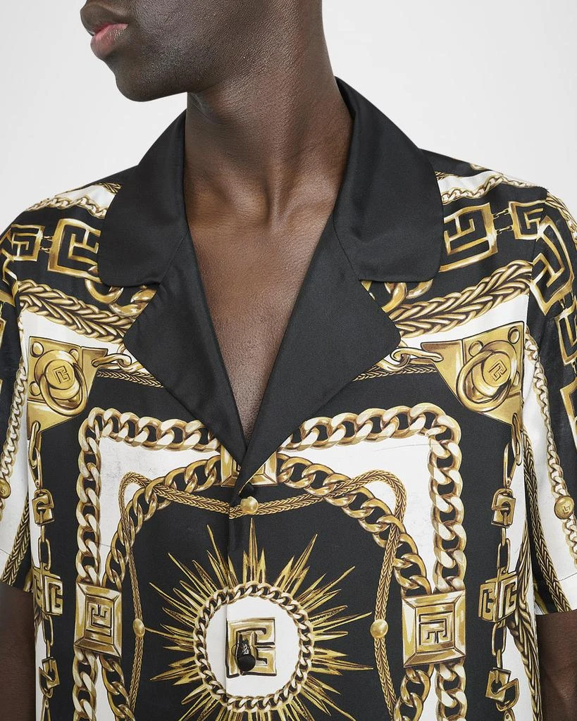 Balmain Men
s Foulard Chaines Short-Sleeve Pajama Shirt 5
