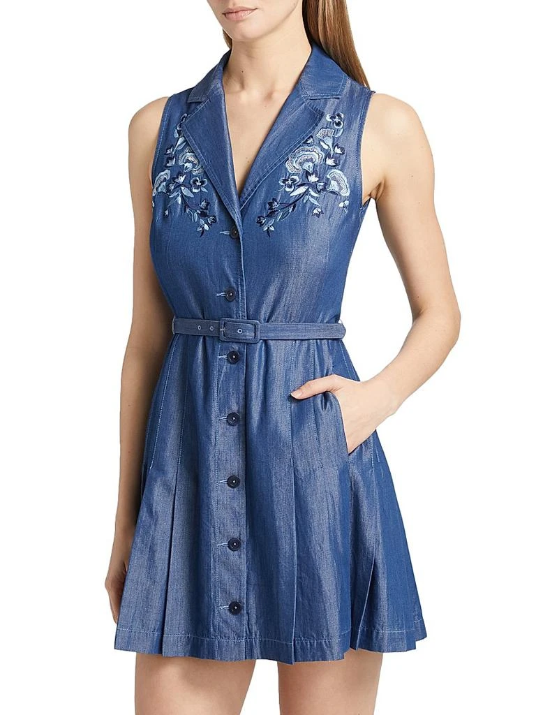Saloni Livi Embroidery Denim Mini Shirtdress 3