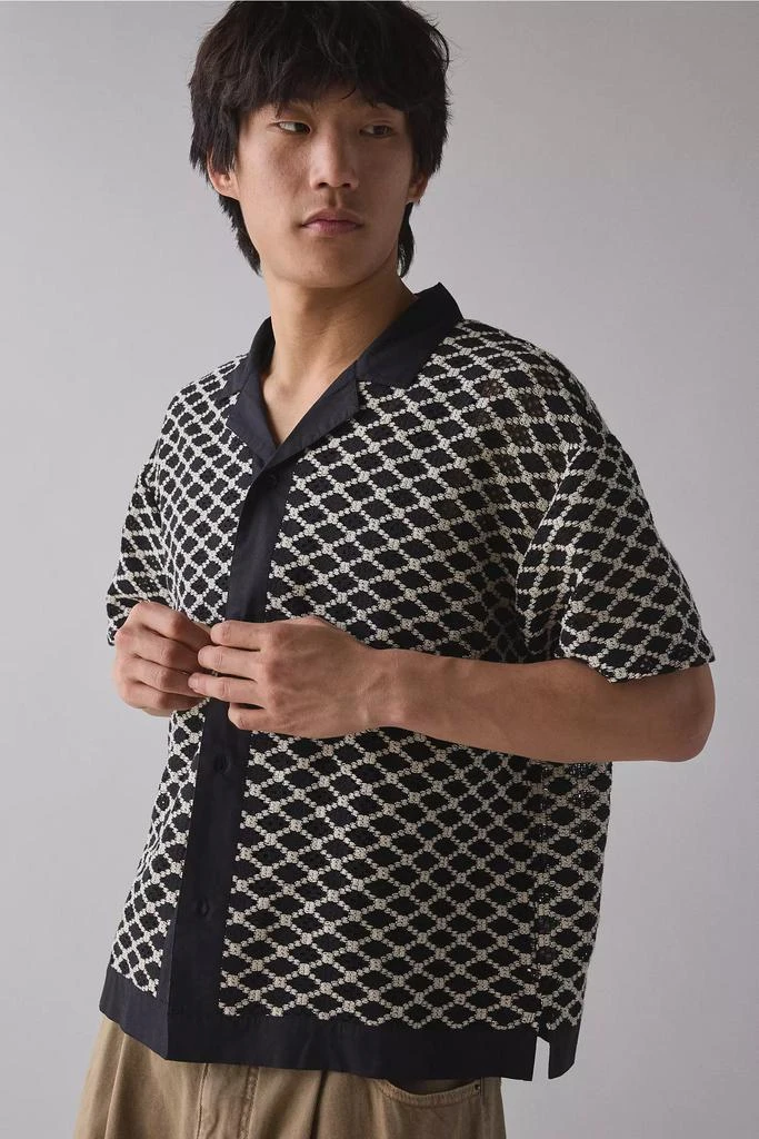 Native Youth Native Youth Cree Crochet Short Sleeve Collared Cardigan 1