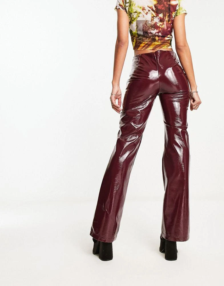 Heartbreak Heartbreak vinyl flared trousers co-ord in maroon 3